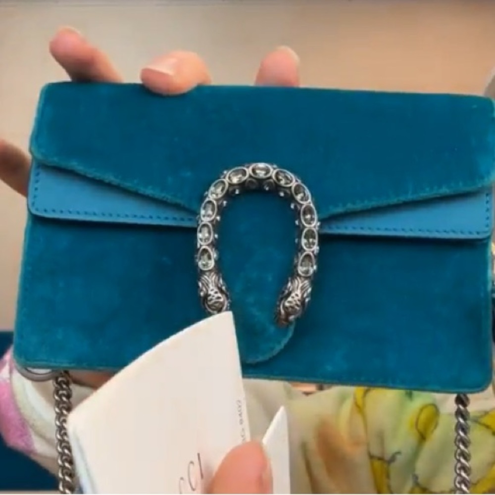 Gucci Teal Velvet Chain Bag - Picture 12 of 14